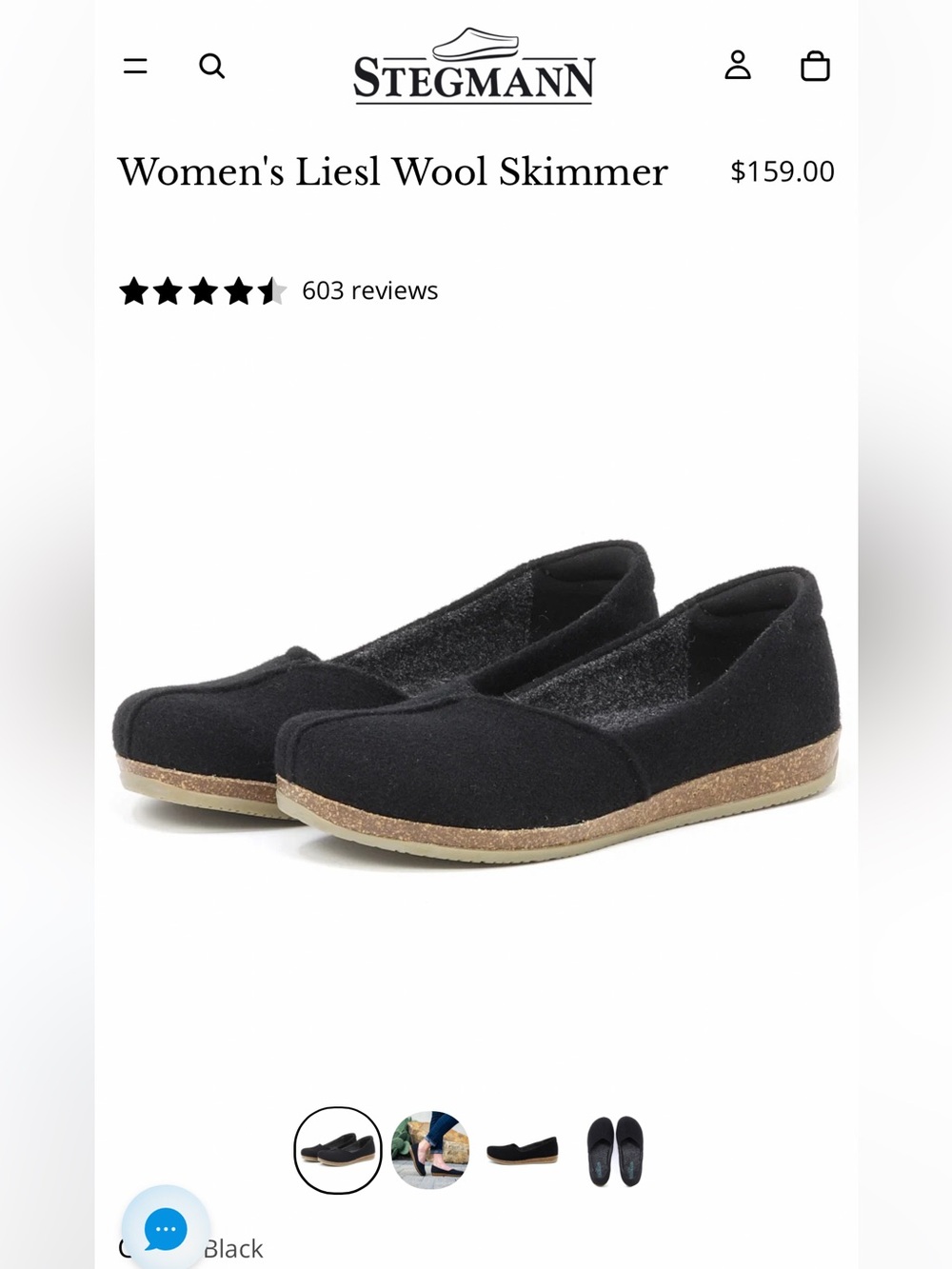 Stegmann Women's Liesl Wool Skimmer - Black size 9